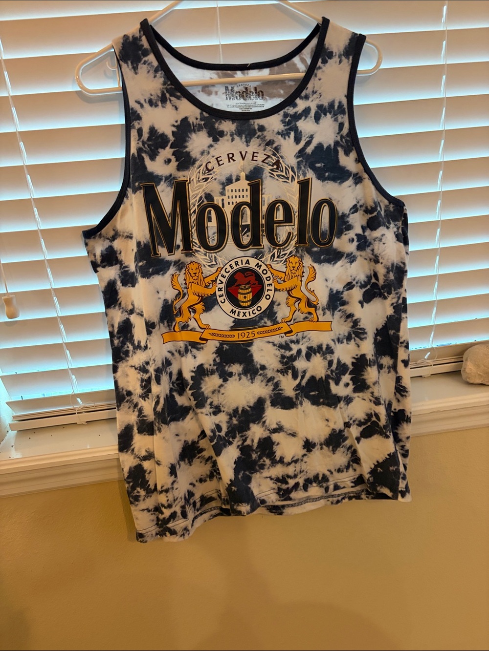 ModelCo Men's Tie-Dye Swim Rash Guard - Navy & White with Gold Logo
